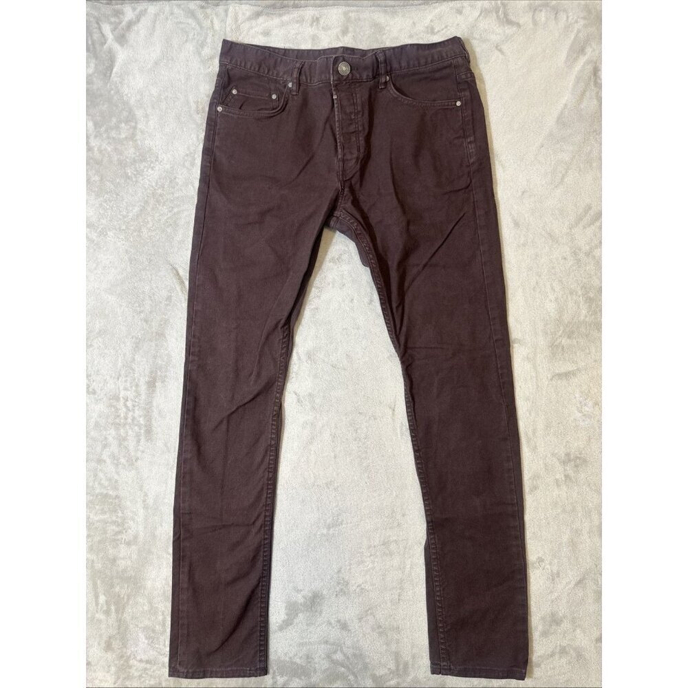 All Saints Men’s 32x32 Cigarette Skinny Jeans Brown Button Fly Stretch